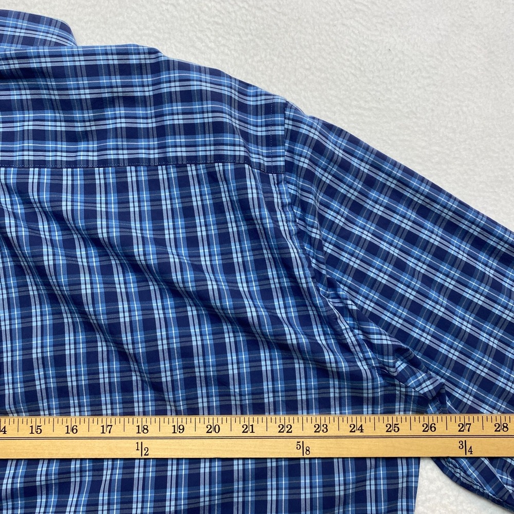 Peter Millar Shirt Mens Extra Large Blue White Long Sleeve Button Up Plaid - Picture 9 of 11